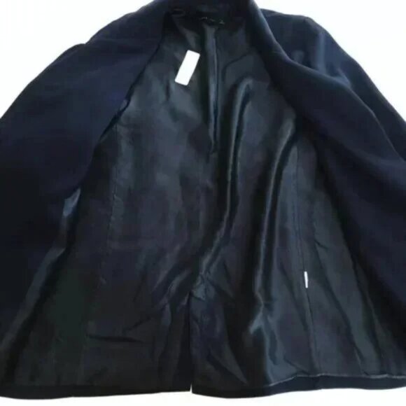 Zara Navy Blue Blazer Open Front Half Sleeve Pockets Women Size M - Picture 8 of 10